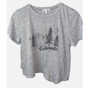 CHARLOTTE RUSSE- gray COLORADO graphic cropped tee size medium